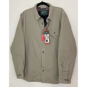 Woolrich Flannel Lined Shirt Jacket Pockets Mens Tan Medium NWT